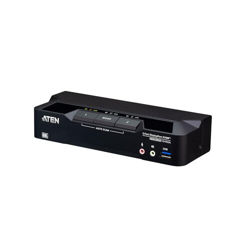 ATEN CS1922A 2-Port USB 3.0 8K DisplayPort KVM Switch، التحكم في جهازي كمبيوتر مع شاشة واحدة، لوحة مفاتيح، ماوس، 8K@60 هرتز، 4K@120 هرتز، مفتاح HotKey، زر ضغط، منفذ عن بعد أو محول RS-232، الكابلات متضمنة in Saudi Arabia