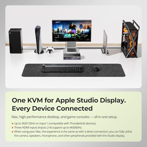 TESmart Thunderbolt 4 HDMI KVM Switch 4 Computers 1 Monitor, 40Gbps USB-C in/Out, Support Thunderbolt Display, 60W PD, USB3.2 Gen2 Ports, Gigabit Network, Hotkey Switch, with All Input Cables in Saudi Arabia