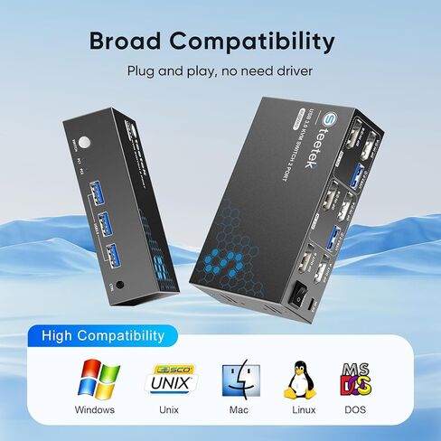 Hearvo 8K@60 هرتز KVM Switch 2 شاشات 2 جهاز كمبيوتر DisplayPort، ومفاتيح USB3.0 KVM، وشاشة مزدوجة 4K@120 هرتز لمجموعة واحدة من طابعة ماوس لوحة المفاتيح وقرص U مع كابلات USB EDID التكيفية 2 -S7230P2 in Saudi Arabia