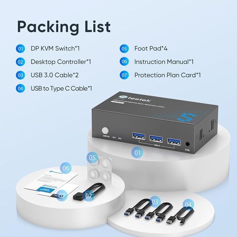 Hearvo 8K@60 هرتز KVM Switch 2 شاشات 2 جهاز كمبيوتر DisplayPort، ومفاتيح USB3.0 KVM، وشاشة مزدوجة 4K@120 هرتز لمجموعة واحدة من طابعة ماوس لوحة المفاتيح وقرص U مع كابلات USB EDID التكيفية 2 -S7230P2 in Saudi Arabia