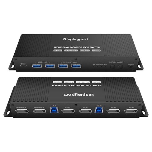 مفتاح kvm 2 شاشات 2 منفذ عرض أجهزة الكمبيوتر 4k 240hz مفتاح التشغيل السريع للشاشة المزدوجة مفاتيح Kvm منفذ العرض 1440P 120hz 144hz 165hz 240hz 2 جهاز كمبيوتر 2 مفتاح Hotkey FreeSync G-SYNC in Saudi Arabia