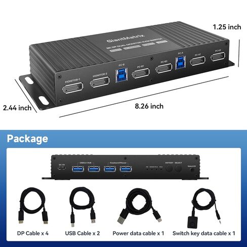 مفتاح kvm 2 شاشات 2 منفذ عرض أجهزة الكمبيوتر 4k 240hz مفتاح التشغيل السريع للشاشة المزدوجة مفاتيح Kvm منفذ العرض 1440P 120hz 144hz 165hz 240hz 2 جهاز كمبيوتر 2 مفتاح Hotkey FreeSync G-SYNC in Saudi Arabia