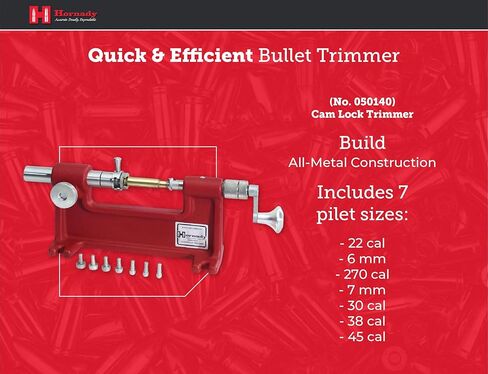 Hornady Cam-Lock Trimmer 050140 - Reloading Case Trimmer Accurately Restore Fired Cases Up to 50 Calibers - Unique Brass Trimmer with Micro Adjust Cutter, 7 Pilot Sizes, & Large Diameter Cutting Head in Saudi Arabia