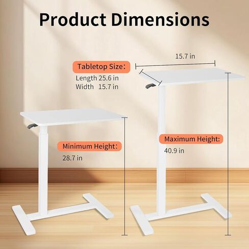 Small Standing Desk, Adjustable Height Sit Stand Desk for Laptop, Compact Standing Desk for Small Spaces, Stable Home Office Desk for Bedroom Bedside Use in Saudi Arabia