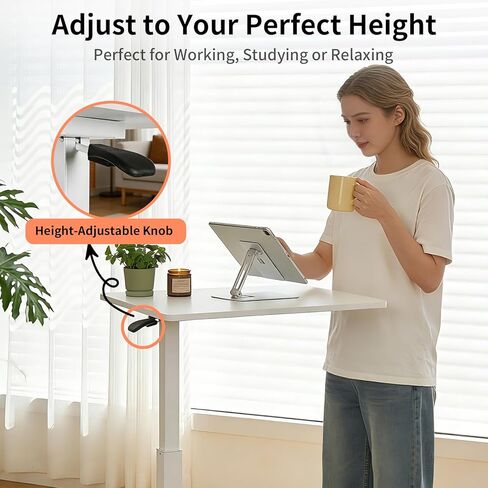 Small Standing Desk, Adjustable Height Sit Stand Desk for Laptop, Compact Standing Desk for Small Spaces, Stable Home Office Desk for Bedroom Bedside Use in Saudi Arabia