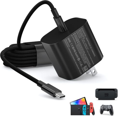 Switch 2 Charger - 60w Charger for Nintendo Switch 2/1，20V 3A PD3.0 Fast Charging Power Supply with 6.6FT USB C Cord Compatible with Switch/OLED/Lite/Steam Deck - Support 4K TV Mode in Saudi Arabia