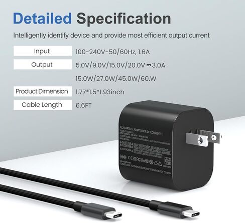 Switch 2 Charger - 60w Charger for Nintendo Switch 2/1，20V 3A PD3.0 Fast Charging Power Supply with 6.6FT USB C Cord Compatible with Switch/OLED/Lite/Steam Deck - Support 4K TV Mode in Saudi Arabia