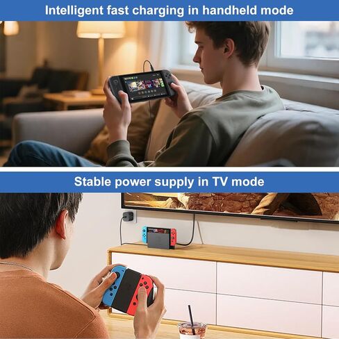 Switch 2 Charger - 60w Charger for Nintendo Switch 2/1，20V 3A PD3.0 Fast Charging Power Supply with 6.6FT USB C Cord Compatible with Switch/OLED/Lite/Steam Deck - Support 4K TV Mode in Saudi Arabia