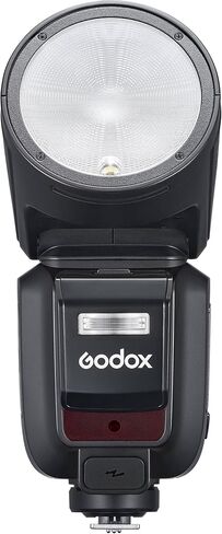 فلاش Godox V100 بقوة 100 واط على الكاميرا لنيكون مع شاشة لمس كاملة الألوان مقاس 2.3 بوصة، ومزامنة لاسلكية مدمجة 2.4 جيجا، وبطارية قوية (أسود) in Saudi Arabia