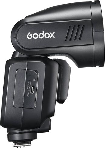 فلاش Godox V100 بقوة 100 واط على الكاميرا لنيكون مع شاشة لمس كاملة الألوان مقاس 2.3 بوصة، ومزامنة لاسلكية مدمجة 2.4 جيجا، وبطارية قوية (أسود) in Saudi Arabia