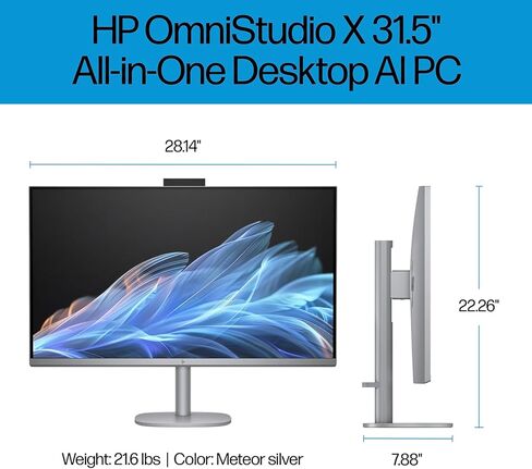 HP OmniStudio X AI PC All-in-One 31.5" IPS 4K UHD Display (Intel Ultra 7-256V, 16GB LPDDR5X, 1TB SSD, Intel Arc 140V, WiFi 6E, Webcam, Bluetooth 5.4, Win 11 Home) w/DKZ USB Port Expander in Saudi Arabia