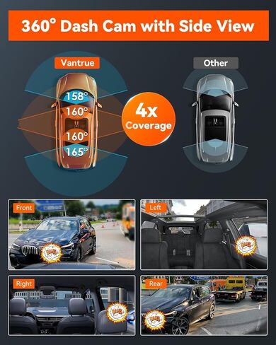 Vantrue N5 4 Channel WiFi 360° All Sides Dash Cam, STARVIS 2, IR Night Vision, 2.7K+1080P*3 Front Rear Inside Dashcam, Voice Control, GPS, 24 Hours Buffered Parking Mode Dash Camera(Renewed) in Saudi Arabia