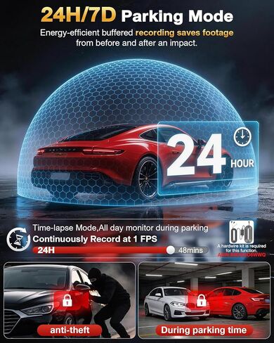 4 Channel 360° Dash Cam Front Rear and Left Right Inside, 4K+1080P*3 Dash Camera for Cars with Free 128GB SD Card, 5.8GHz WiFi-30MB/s, 24H Parking Mode, G-Sensor, GPS, Night Vision, Voice Control in Saudi Arabia