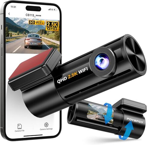 Dash Cam 2.5K Front Dash Camera for Cars with App, Mini Car Camera Built-in 5GHz WiFi, 170° Wide Angle Dash Cam, 1.47'' IPS Screen, 360° Rotatable Mount, Night Vision, 24H Parking Mode, Loop Recording in Saudi Arabia