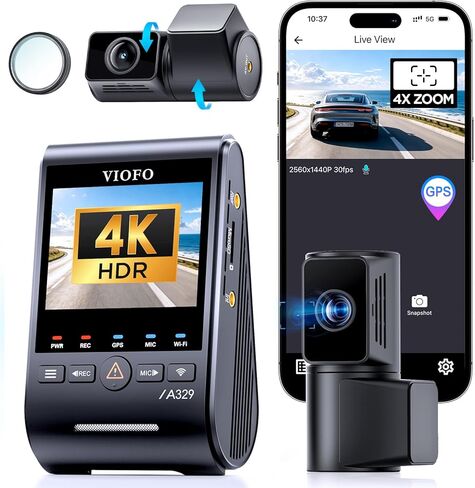 VIOFO A329T 4K 3 Channel Dash Cam, 4K Front + 2K Telephoto + 2K Rear, Power Saving Parking Mode, Wi-Fi 6 App Control, All-Channel STARVIS 2 Sensors, Supports up to 4TB SSD Storage in Saudi Arabia