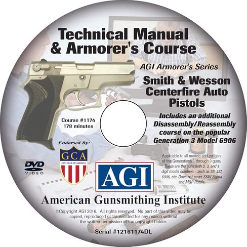 American Gunsmithing Institute Technical Manual and Armorer’s Course with DVD for Smith & Wesson Centerfire Auto Pistols - Instructions for Disassembly, Cleaning, Reassembly and More in Saudi Arabia