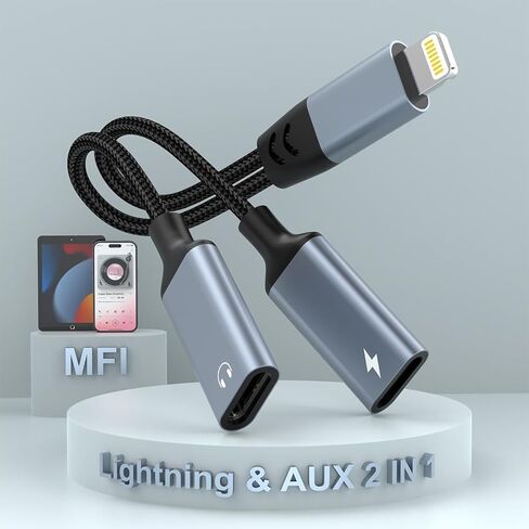 Apple MFi Certified Dual Lightning Splitter for iPhone/Pad - Audio & Charge Adapter Dongle,Supports Charge, Sync, Music Control in Saudi Arabia