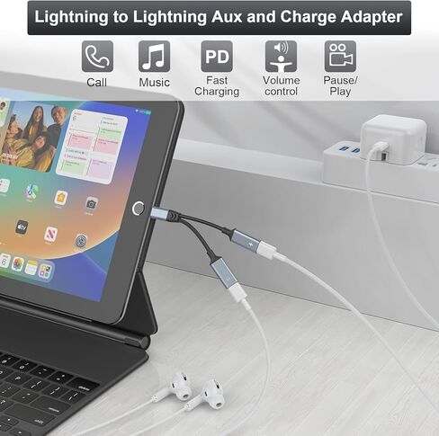 Apple MFi Certified Dual Lightning Splitter for iPhone/Pad - Audio & Charge Adapter Dongle,Supports Charge, Sync, Music Control in Saudi Arabia