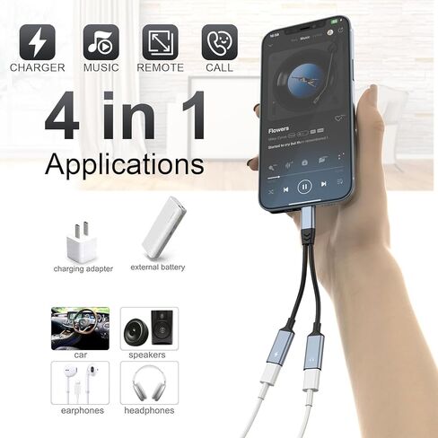 Apple MFi Certified Dual Lightning Splitter for iPhone/Pad - Audio & Charge Adapter Dongle,Supports Charge, Sync, Music Control in Saudi Arabia