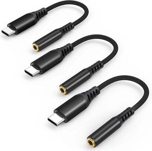 USB C to 3.5mm Headphone Jack Adapter,USB Type C to 3.5mm Female Headphone Jack Adapter for iPhone 17 Pro Max/16 Pro/15 [4in Gray-Black 3-Pack] in Saudi Arabia