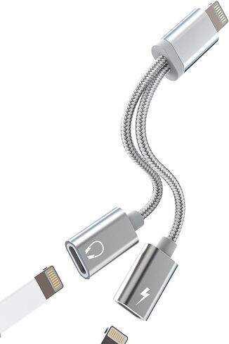 for iPhone Adapter for Headphone Jack for Apple 14 13 12 Pro Splitter Audio (2in1)Dual Lightning AUX to Charger Cable Dongle Charging Connector for iPad Charge Double Lighting Phone Earphone Music Car in Saudi Arabia