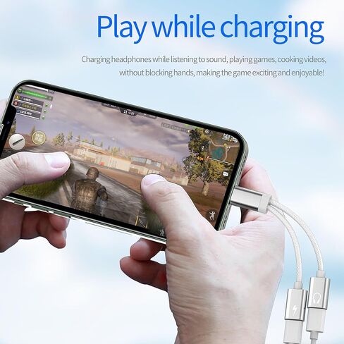 for iPhone Adapter for Headphone Jack for Apple 14 13 12 Pro Splitter Audio (2in1)Dual Lightning AUX to Charger Cable Dongle Charging Connector for iPad Charge Double Lighting Phone Earphone Music Car in Saudi Arabia