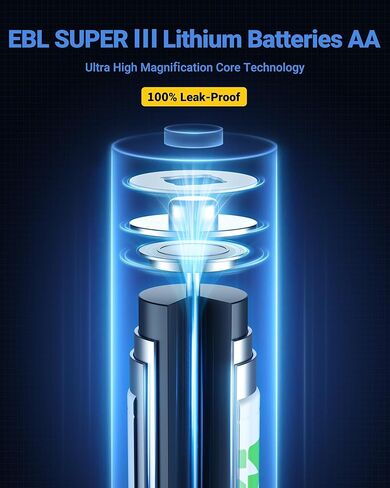EBL AA Lithium Batteries 3700mAh, 8 Pack Non-Rechargeable 1.5V Longest Lasting Double A Battery Upgraded Super Ⅲ Lithium AA Batteries for Blink Camera, Doorbell, Smart Lock Deadbolt in Saudi Arabia