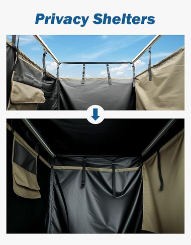 JOYTUTUS Shower Tent with Roof for Car Camping, Full Privacy Protection, Dry and Wet Separation with Pockets, 1000D Waterproof Awning Shower Tent, Heavy-Duty Stakes, Outdoor Shower for Overland SUVs in Saudi Arabia