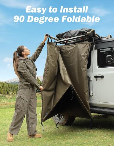 JOYTUTUS Shower Tent with Roof for Car Camping, Full Privacy Protection, Dry and Wet Separation with Pockets, 1000D Waterproof Awning Shower Tent, Heavy-Duty Stakes, Outdoor Shower for Overland SUVs in Saudi Arabia