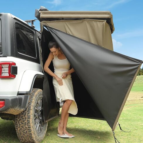 JOYTUTUS Shower Tent with Roof for Car Camping, Full Privacy Protection, Dry and Wet Separation with Pockets, 1000D Waterproof Awning Shower Tent, Heavy-Duty Stakes, Outdoor Shower for Overland SUVs in Saudi Arabia