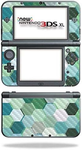 غلاف MightySkins من ألياف الكربون لجهاز Nintendo New 3DS XL (2015) - Aqua Picnic | لمسة نهائية واقية ومتينة من ألياف الكربون | سهل التطبيق والإزالة وتغيير الأنماط | صنع في الولايات المتحدة الأمريكية in Saudi Arabia