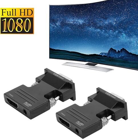 HDMI to VGA Adapter, Ultra Small Plug and Play Video Audio Adapter with 3.5mm Audio Output, for Computer Laptop Projector Monitor 1080P HD Support in Saudi Arabia