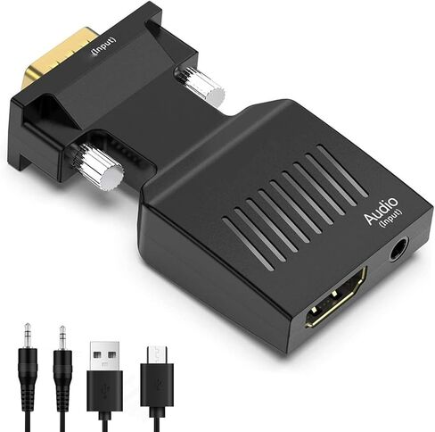 Yoidesu VGA to HDMI Adapter, 1080P Converter with 3.5mm Sound Cable, Active Male VGA to Female HD 1080P 60Hz for Computer Laptop Projector in Saudi Arabia