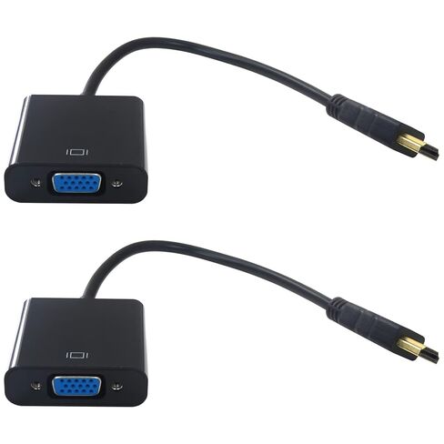 HDMI to VGA Adapter, Gold-Plated HDMI Male to VGA Female Converter Connector Signal Transmission, Computer/Laptop to Monitor/HDTV, up to 1080p Full HD, Pack of 2 by YTXXDEUS in Saudi Arabia
