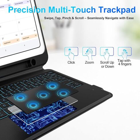 حافظة لوحة مفاتيح مغناطيسية لجهاز Google Pixel Tablet 11 بوصة (2023) - لوحة مفاتيح قابلة لإعادة الشحن بإضاءة خلفية قابلة للفصل مع لوحة لمس دقيقة، ورفض راحة اليد وحامل قلم ستايلس - متوافق مع القاعدة in Kuwait