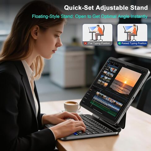 WIWU iPad Keyboard Case Pro/Air 11 Inch M4/M3/M2 Smart Display Battery Level Magnetic Foldable Stand Color Backlit Slim Case with Keyboard Trackpad Black(for iPad Air 5/4/11"(M2/M3M4)Pro 11"4/3/2/1) in Saudi Arabia