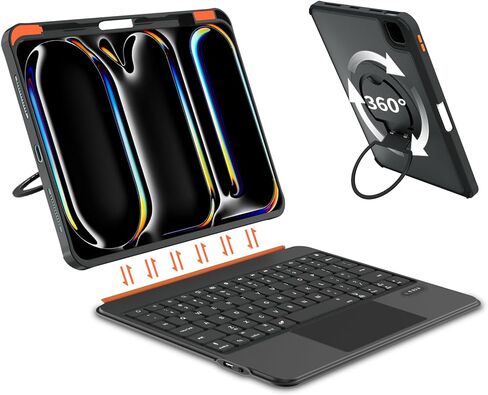 FanGoFast for iPad Case with Keyboard 11 Inch A16 10th Gen, Magnetic Detachable Keyboard Case 360°Stand, Backlit Keys with Touchpad (Black, for iPad 11/10/Air 5/4/11"(M2/M3) Pro 11" 4/3/2/1) in Saudi Arabia