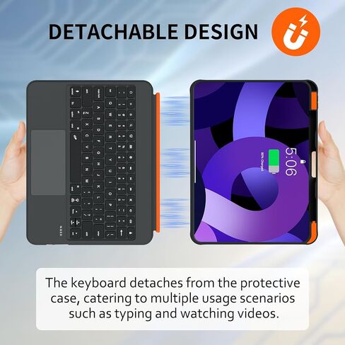 FanGoFast for iPad Case with Keyboard 11 Inch A16 10th Gen, Magnetic Detachable Keyboard Case 360°Stand, Backlit Keys with Touchpad (Black, for iPad 11/10/Air 5/4/11"(M2/M3) Pro 11" 4/3/2/1) in Saudi Arabia