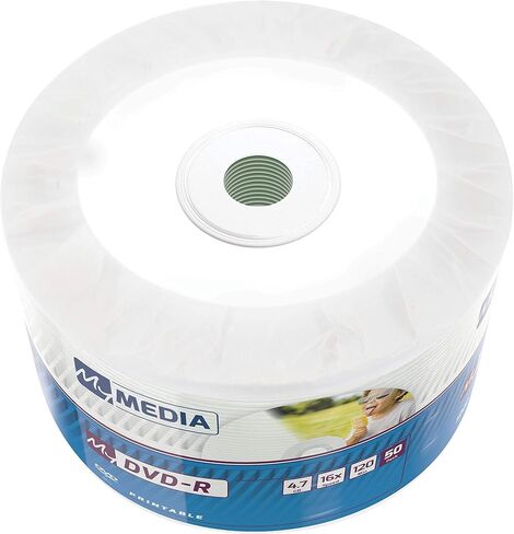 DVD‑R 16x 4.7GB, Pack of 50 Spindle, DVD Blanks Printable, 16x Burning Speed & Long Life, DVD-R Printable, DVD Empty, Blank DVD, Blanks DVD in Saudi Arabia