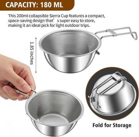 11Pcs Camping Cookware Set，Portable Camping Essentials with Accessories，Stainless Steel Lightweight Nonstick Pots、Pans、Bowls and Utensils for Backpacking RV Tailgating Cooking and Outdoor Cooking in Saudi Arabia