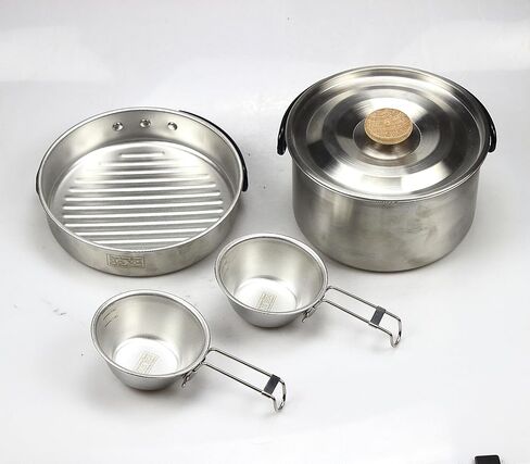 11Pcs Camping Cookware Set，Portable Camping Essentials with Accessories，Stainless Steel Lightweight Nonstick Pots、Pans、Bowls and Utensils for Backpacking RV Tailgating Cooking and Outdoor Cooking in Saudi Arabia