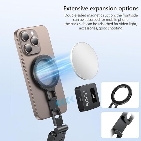 VRIG MG-21 Magnetic Phone Tripod Stand for iPhone, Aluminum Alloy Mini Foldable Tripod for Desk/Handheld, Cold Shoe Expansion Mount, Compatible with 1/4 Screw & Arca-Swiss Plates in Saudi Arabia