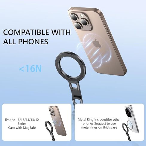 VRIG MG-21 Magnetic Phone Tripod Stand for iPhone, Aluminum Alloy Mini Foldable Tripod for Desk/Handheld, Cold Shoe Expansion Mount, Compatible with 1/4 Screw & Arca-Swiss Plates in Saudi Arabia