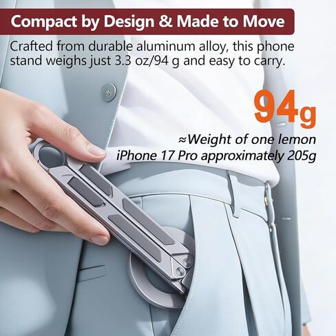 حامل ثلاثي مغناطيسي لهاتف iPhone iPad، حامل هاتف محمول 2 في 1 مع حلقة تسلق للسفر وصالة الألعاب الرياضية، حامل عصا سيلفي للكمبيوتر اللوحي، مغناطيس قوي سريع التركيب متوافق مع سلسلة iPhone 17 16 15 14 13 12 iPad in Kuwait
