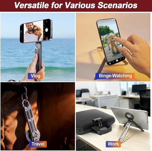 حامل ثلاثي مغناطيسي لهاتف iPhone iPad، حامل هاتف محمول 2 في 1 مع حلقة تسلق للسفر وصالة الألعاب الرياضية، حامل عصا سيلفي للكمبيوتر اللوحي، مغناطيس قوي سريع التركيب متوافق مع سلسلة iPhone 17 16 15 14 13 12 iPad in Kuwait