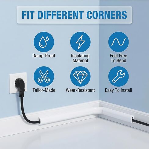 39" Cord Hider Raceway Kit for Wall Mounted TV, Adhesive One-Cord Cable Hider, Cord Covers Raceway Kit for Cords Management, Flexible Silicone Cable Concealer for Home Office,W 0.54" × H 0.39" in Saudi Arabia