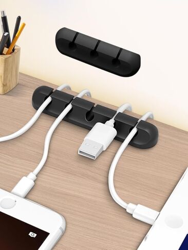 2-Packs Cable Organizer Clips Cord Holder Self Adhesive Cable Management for USB Cable/Power Cord/Wire, Car and Desk, Home and Office Cord Organizer,Nightstand(5, 3 Black) in Saudi Arabia