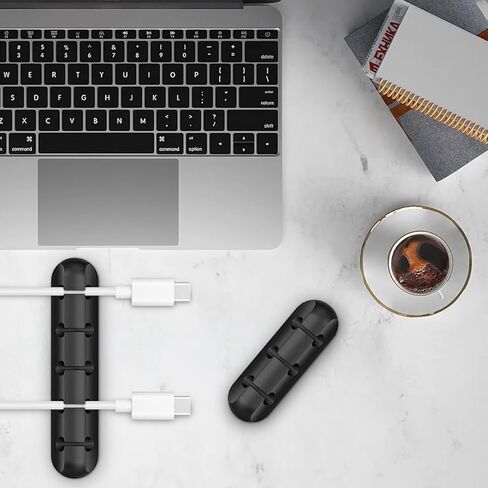 2-Packs Cable Organizer Clips Cord Holder Self Adhesive Cable Management for USB Cable/Power Cord/Wire, Car and Desk, Home and Office Cord Organizer,Nightstand(5, 3 Black) in Saudi Arabia