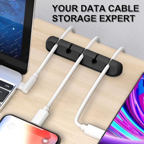 2-Packs Cable Organizer Clips Cord Holder Self Adhesive Cable Management for USB Cable/Power Cord/Wire, Car and Desk, Home and Office Cord Organizer,Nightstand(5, 3 Black) in Saudi Arabia