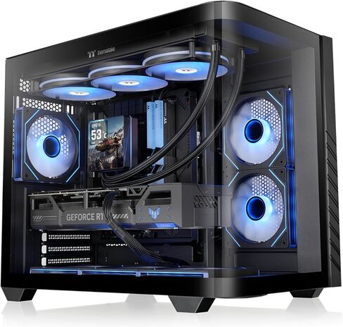 Thermaltake Vision 330 CR ARGB; Mid Tower; Curved Hinged TG panel; 6x120mm Infinity ARGB PWM Fans Included; 360mm Radiator Support; 420mm GPU Clearance; Hidden Connector Support;Black;CA-11V-00M1WN-00 in Saudi Arabia